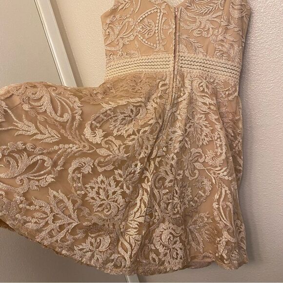 Xtraordinary blush pink beige tan embroidered lace skater Formal Dance - 5 - Picture 9 of 15
